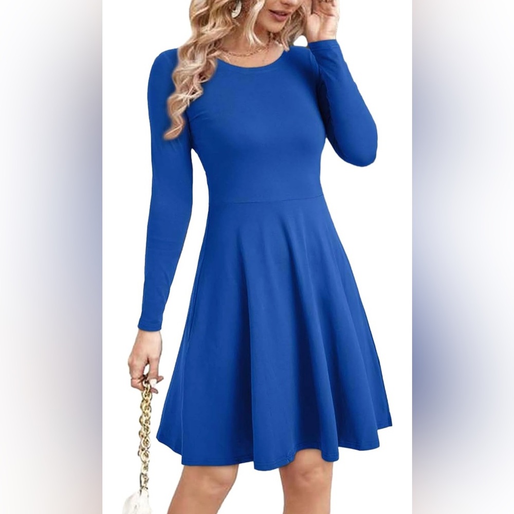Royal blue midi dress. Never worn out! Great option for fall.